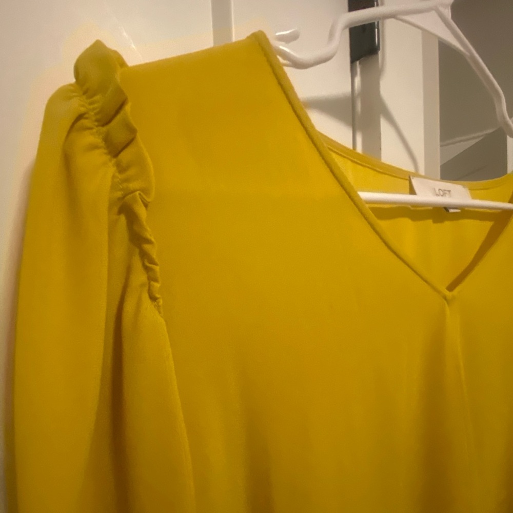 LOFT Mustard V-Neck Blouse